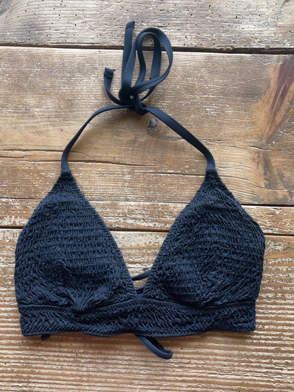 BECCA by Rebecca Virtue bikini top smocked with lace back detail